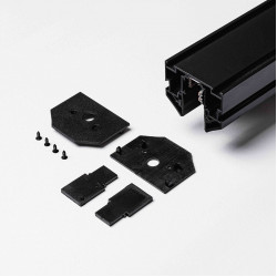 Магнитный трековый шинопровод для натяжных потолков Terra MKT-3R2-300-B 3м, с внутренней боковой заглушкой + комплект внешних и внутренних торцевых заглушек, Черный