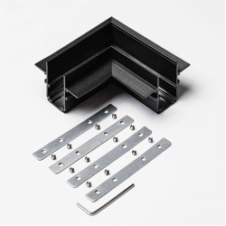 Угловой коннектор для встраиваемого магнитного трекового шинопровода под ГКЛ 12,5мм MKA-3R-CC-B, Черный