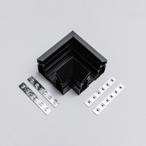 Угловой коннектор для магнитного трекового шинопровода для натяжных потолков MKA-2R2-CC-B Черный Угловой коннектор для магнитного трекового шинопровода для натяжных потолков MKA-2R2-CC-B Черный